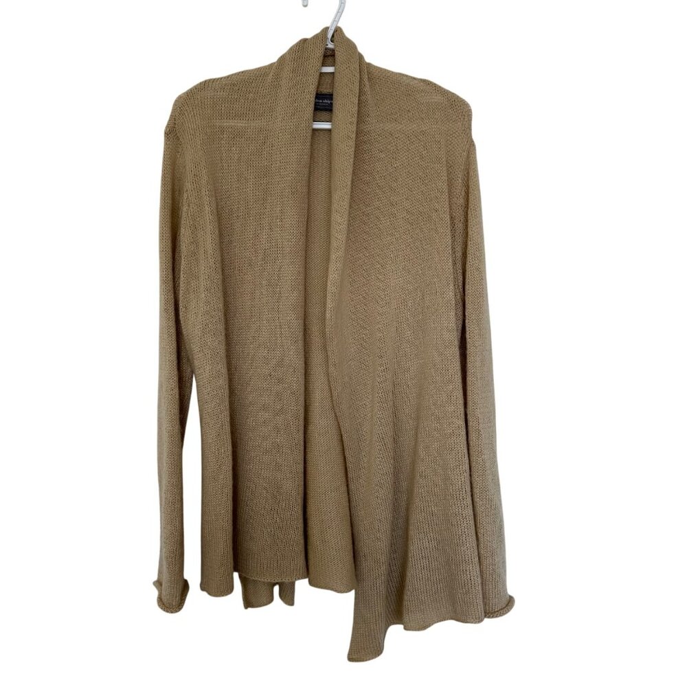 Wooden Ships Open Front Lightweight Cardigan Size S/M Tan Mohair Wool Blend